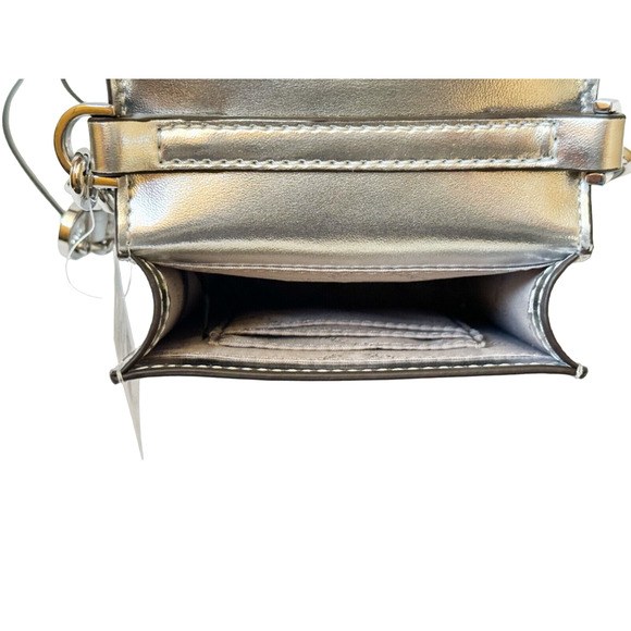 Michael Kors Carmen Small Logo Smartphone Crossbody Bag Silver $348 Nwt - Picture 7 of 7